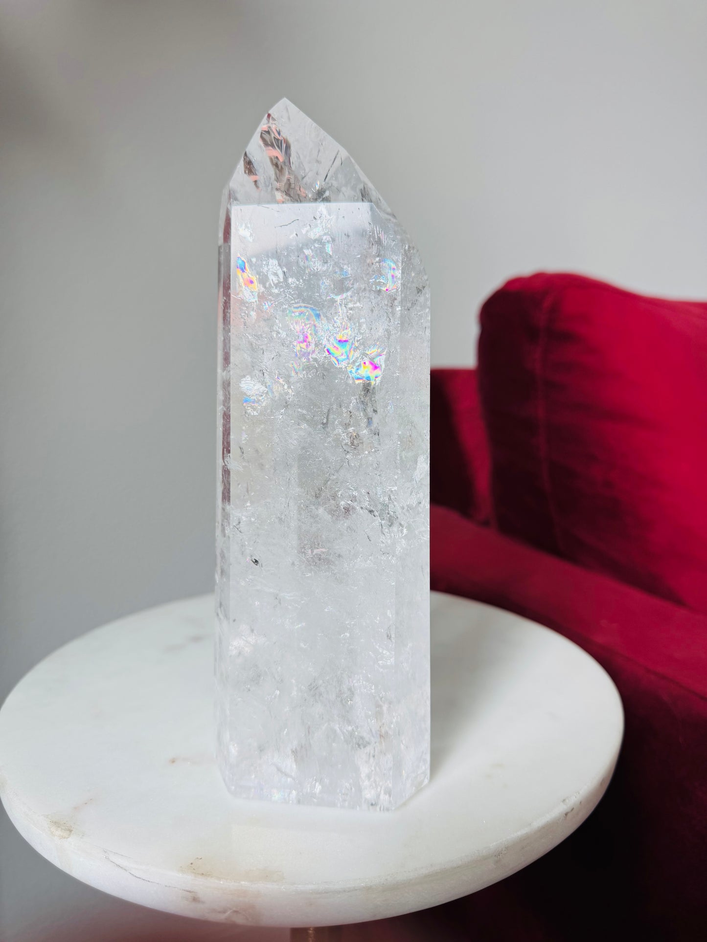 Brazilian Clear Quartz Tower with Rainbows