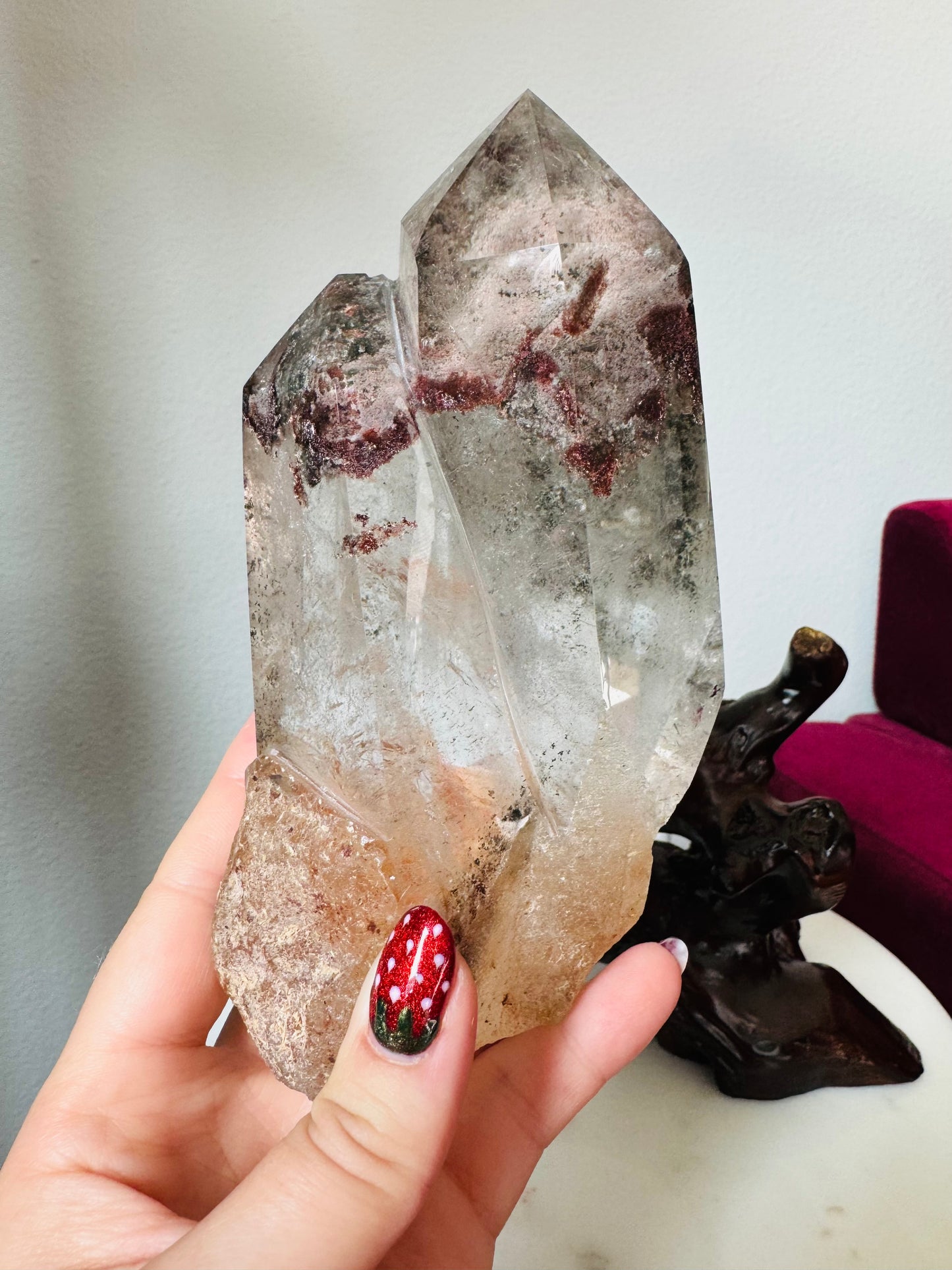Brazilian Garden Quartz on Wood Stand