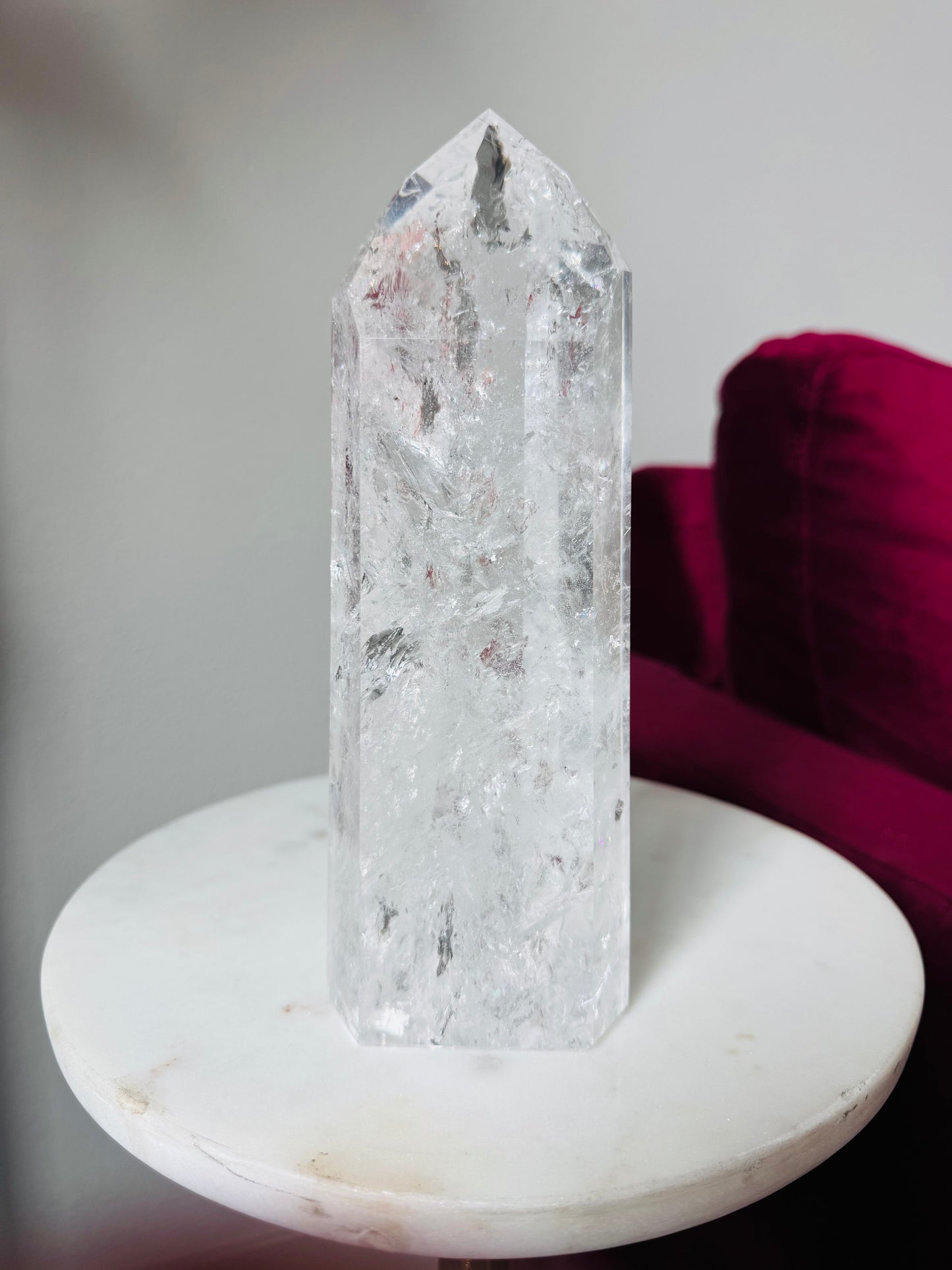 Brazilian Clear Quartz Tower with Rainbows