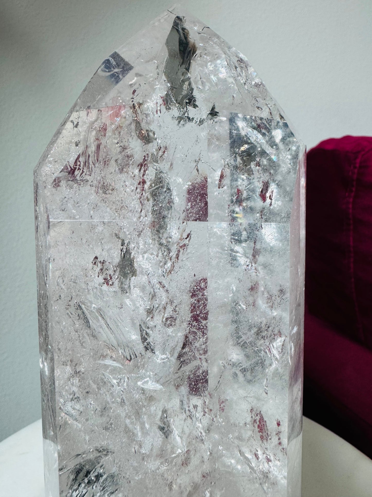 Brazilian Clear Quartz Tower with Rainbows