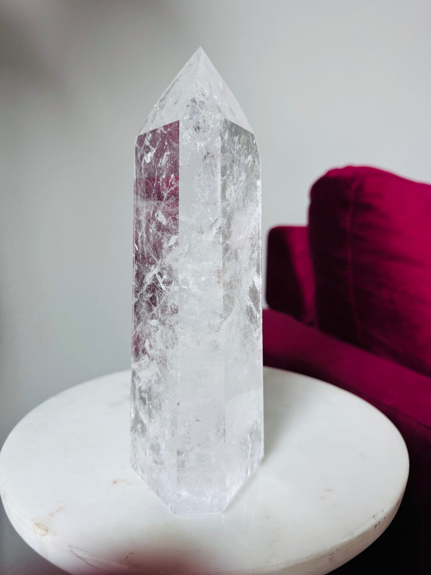 Brazilian Clear Quartz Tower with Rainbows