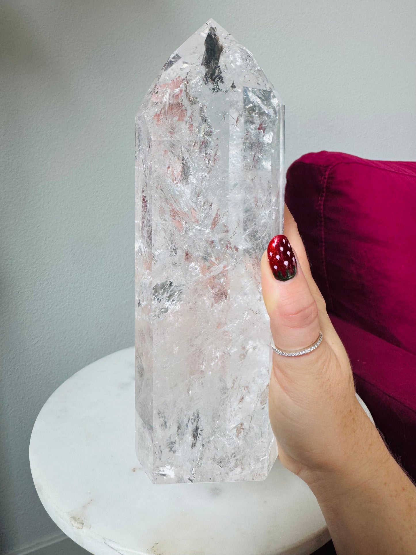 Brazilian Clear Quartz Tower with Rainbows