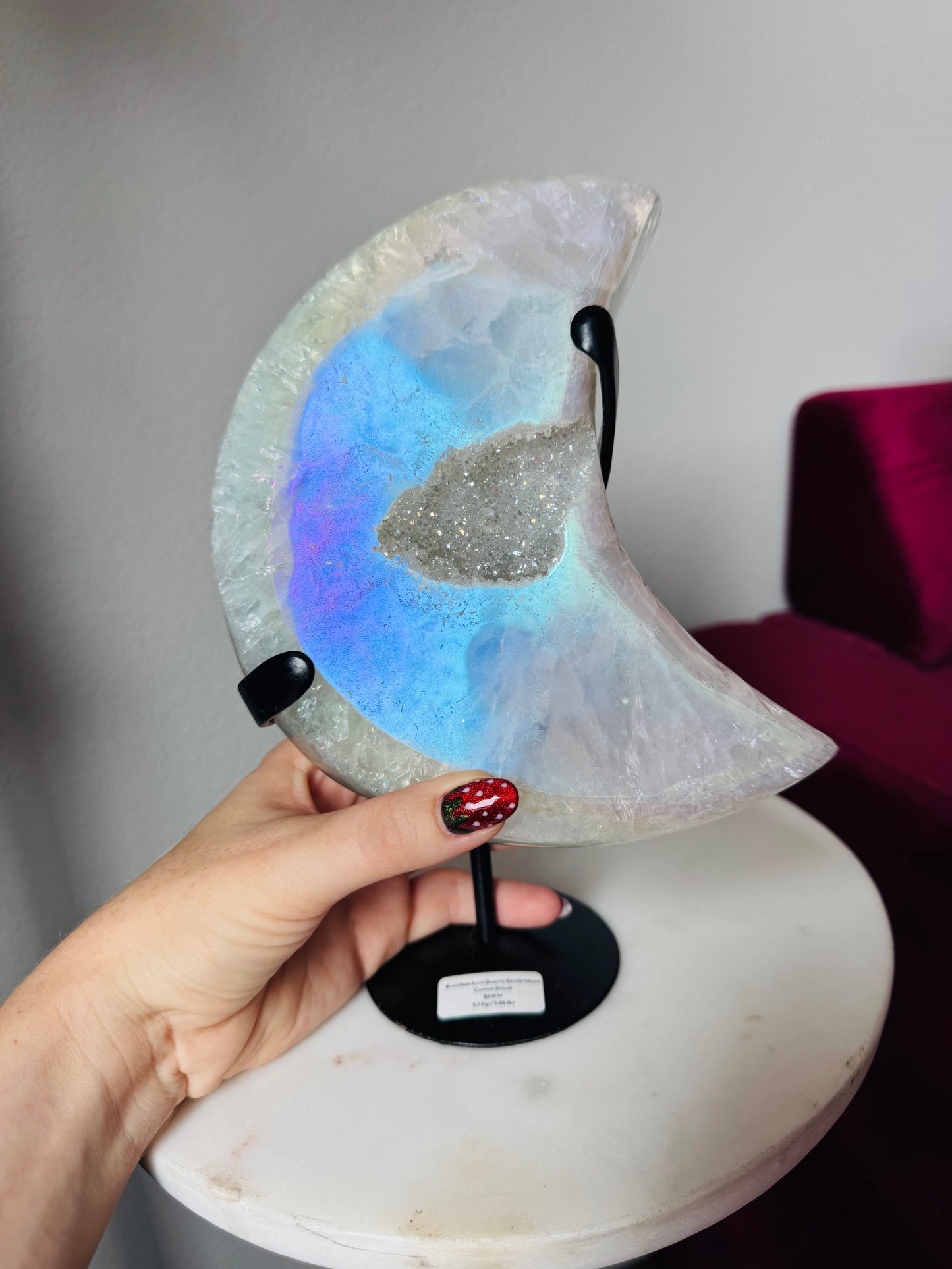Aura Quartz Geode Moon
