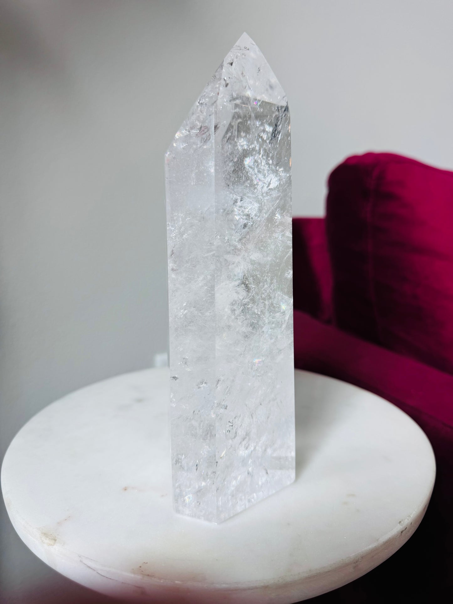 Brazilian Clear Quartz Tower with Rainbows
