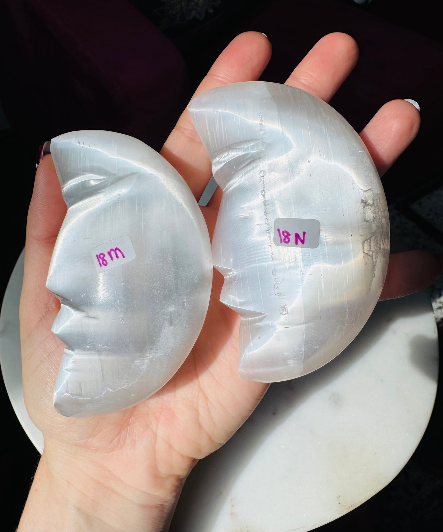 Selenite Moon Face
