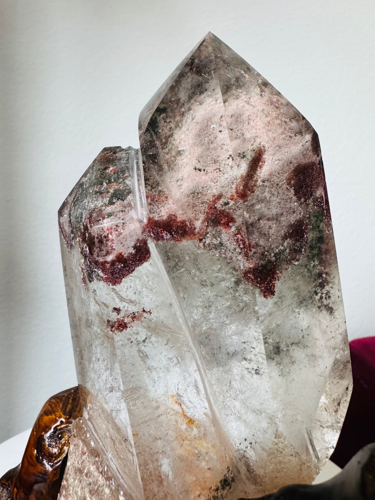 Brazilian Garden Quartz on Wood Stand