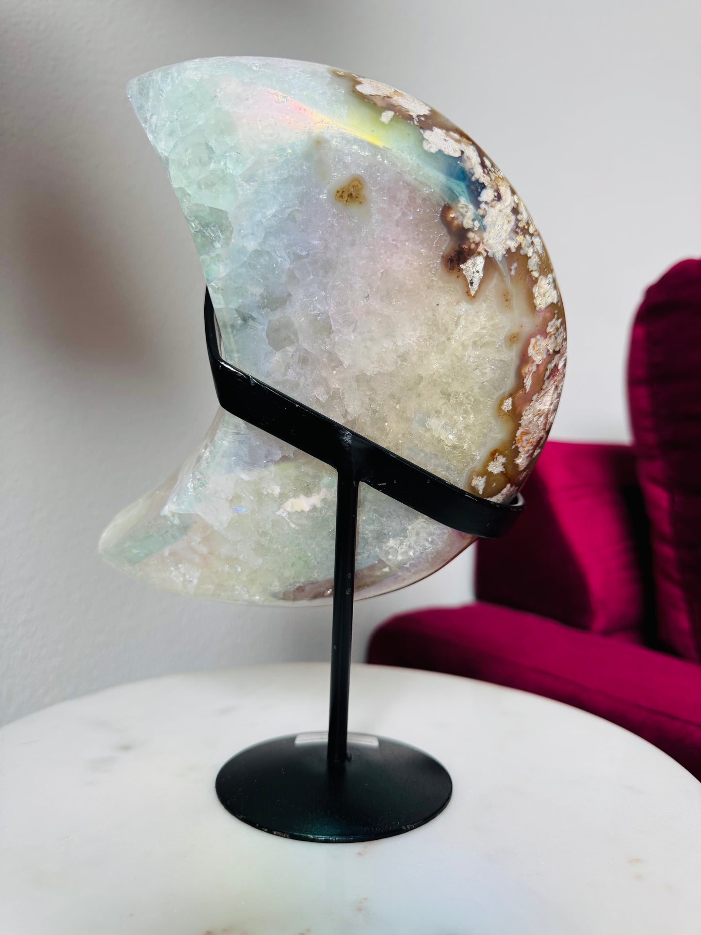 Aura Quartz Geode Moon