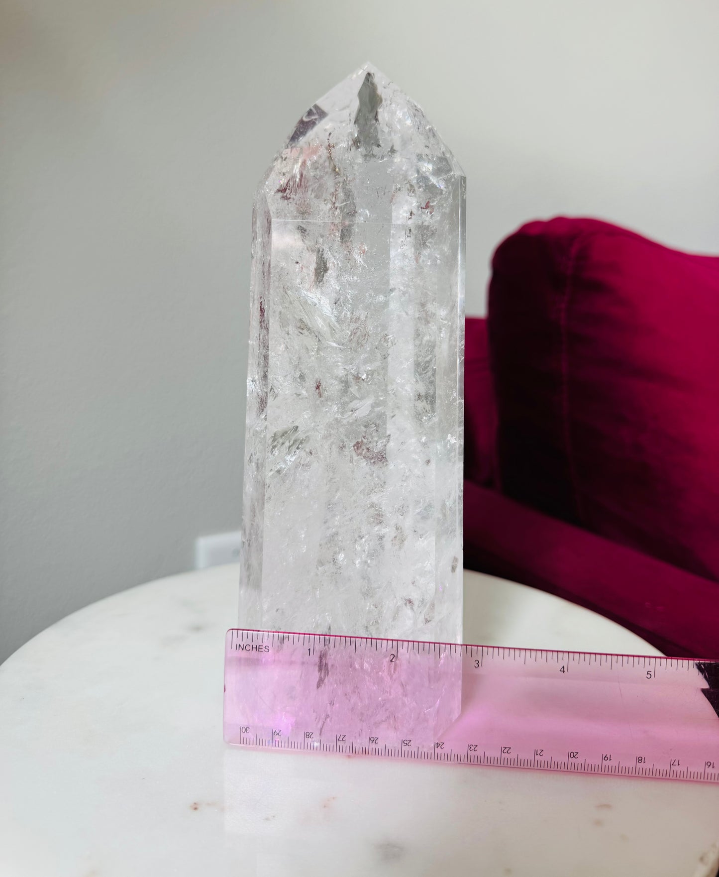 Brazilian Clear Quartz Tower with Rainbows