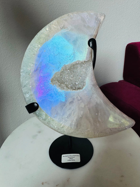 Aura Quartz Geode Moon