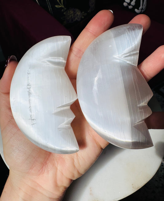 Selenite Moon Face