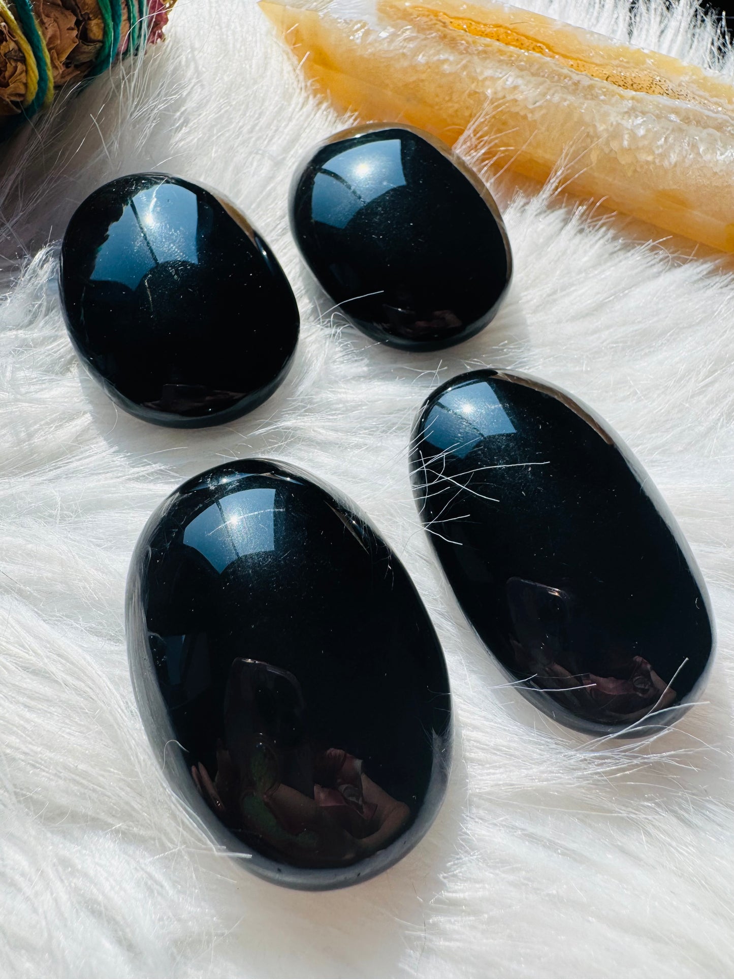 Black Obsidian Palm Stone