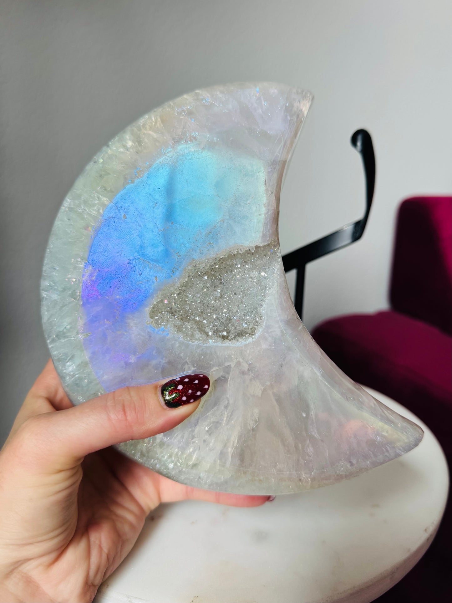 Aura Quartz Geode Moon