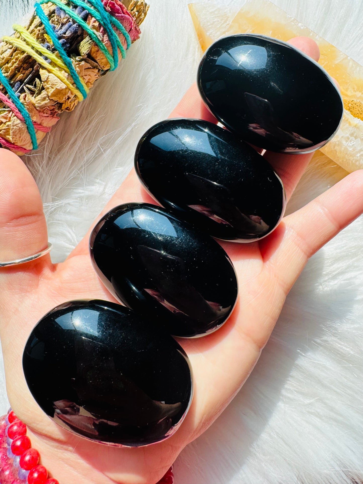 Black Obsidian Palm Stone