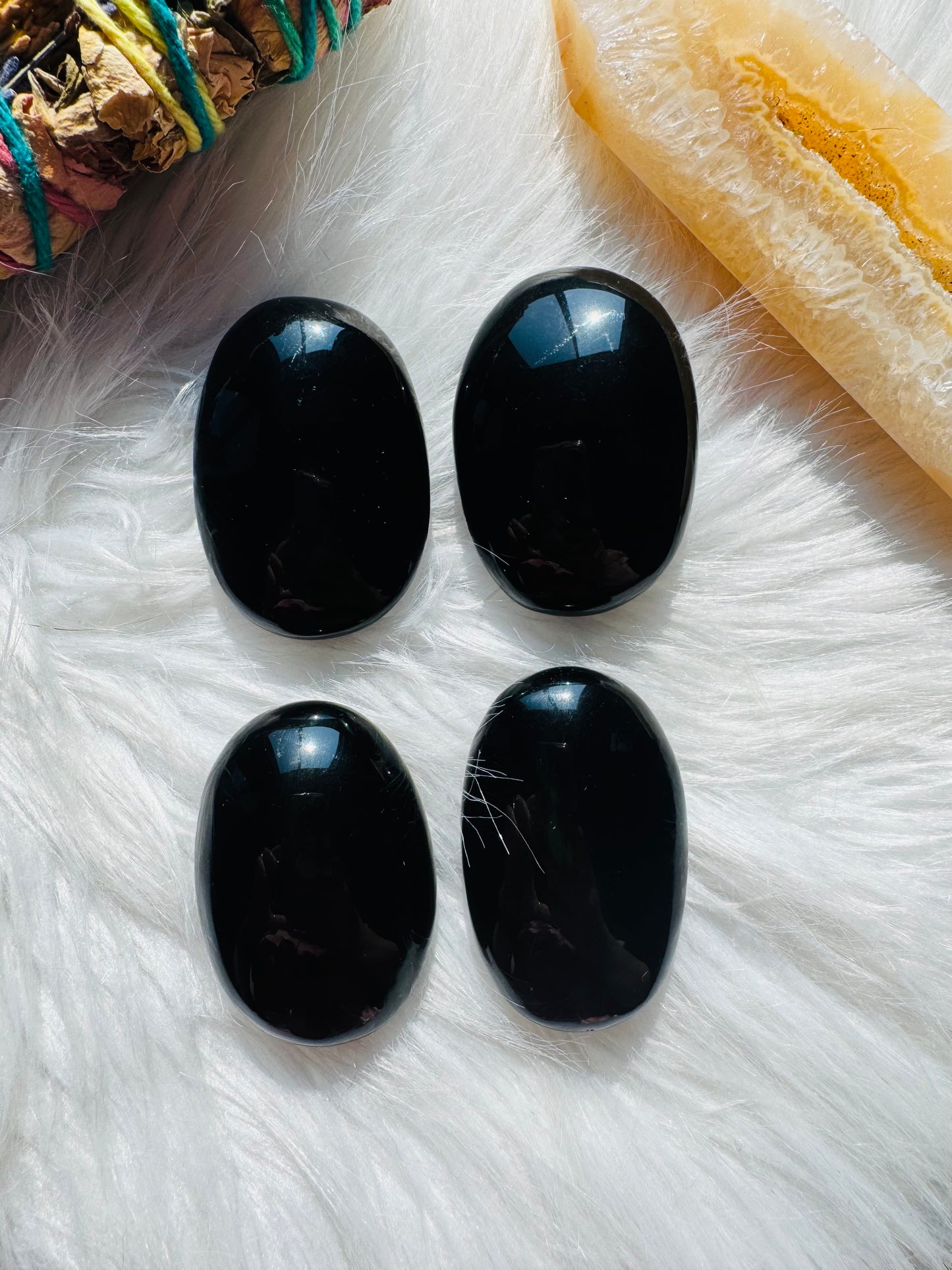 Black Obsidian Palm Stone