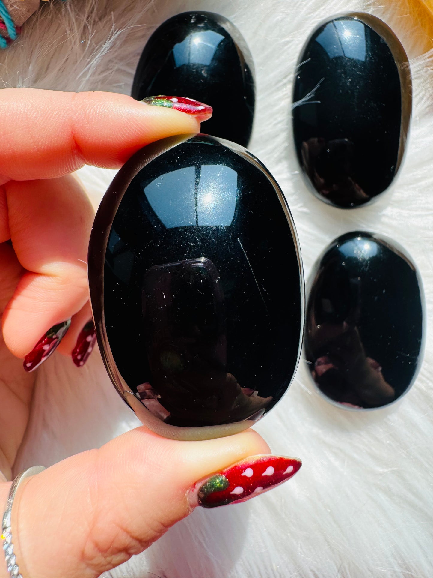 Black Obsidian Palm Stone